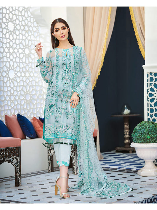 Imane D-2 (3-Piece Embroidered Chiffon Suit) | Gulaal | Adila Unstitched Luxury Formals