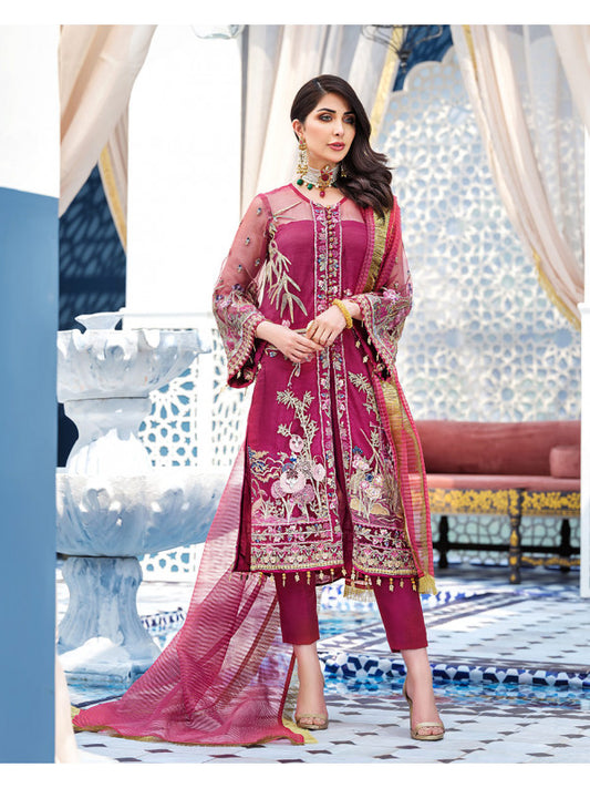 Ameur D-6 (3-Piece Embroidered Net Suit) | Gulaal | Adila Unstitched Luxury Formals