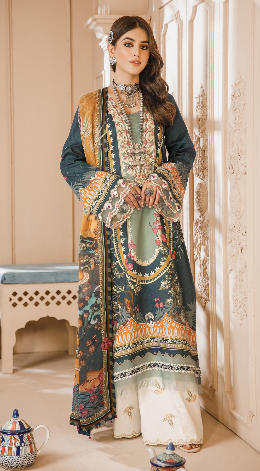 Shahzeen | Anaya by Kiran Chaudhry | Noor Bano | Unstitched Embroidered Cambric Collection'21