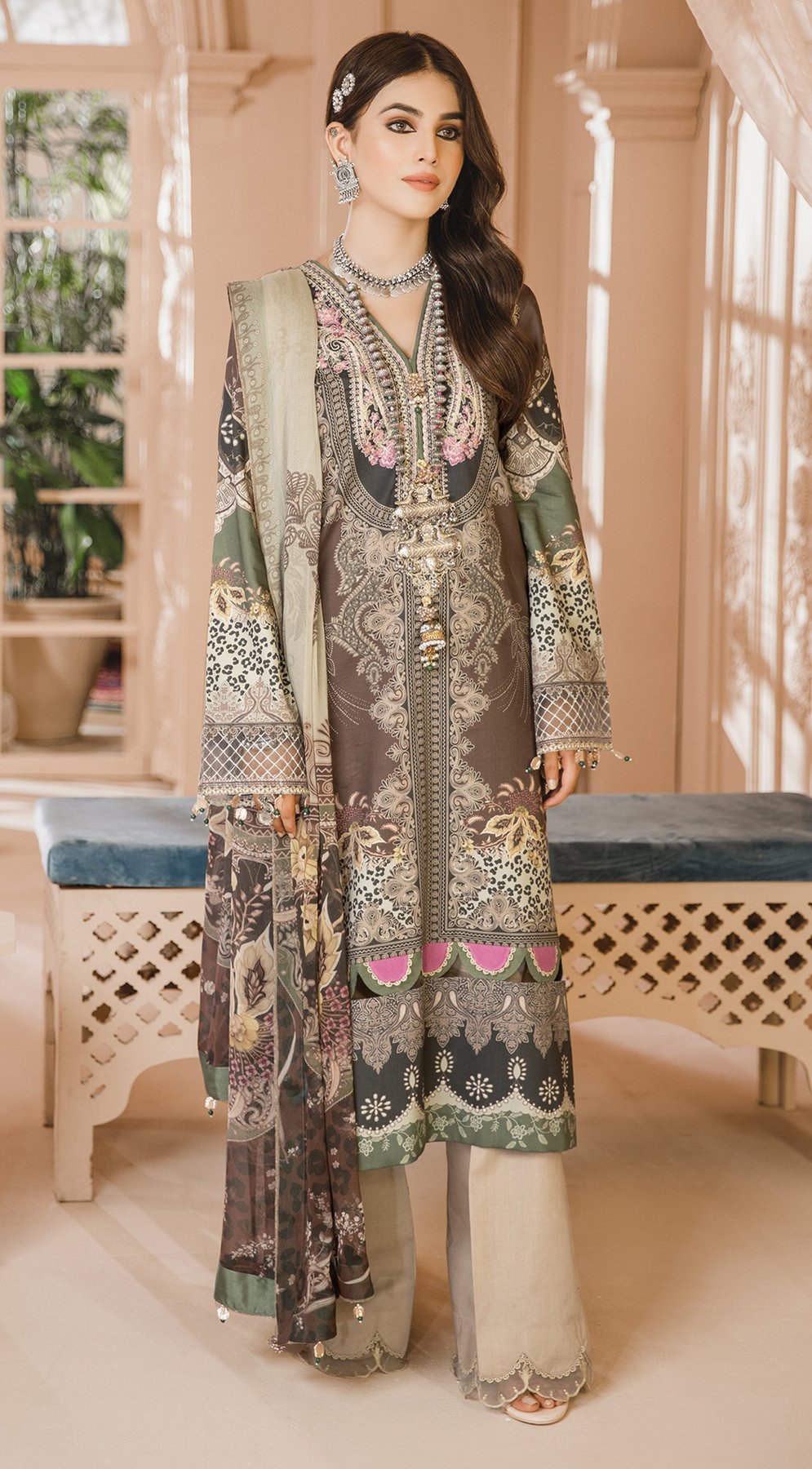 Naina | Anaya by Kiran Chaudhry | Noor Bano | Unstitched Embroidered Cambric Collection'21