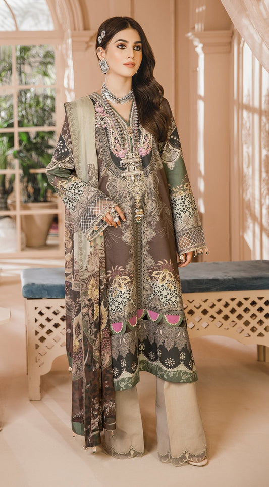 Naina | Anaya by Kiran Chaudhry | Noor Bano | Unstitched Embroidered Cambric Collection'21