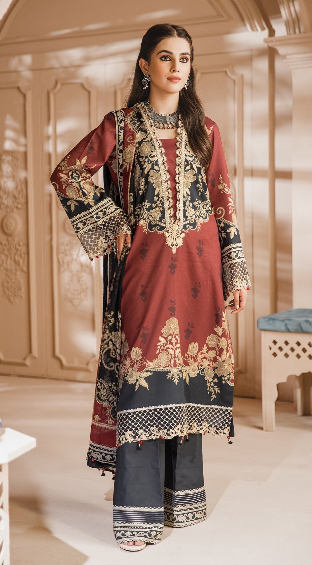 Aliya | Anaya by Kiran Chaudhry | Noor Bano | Unstitched Embroidered Cambric Collection'21