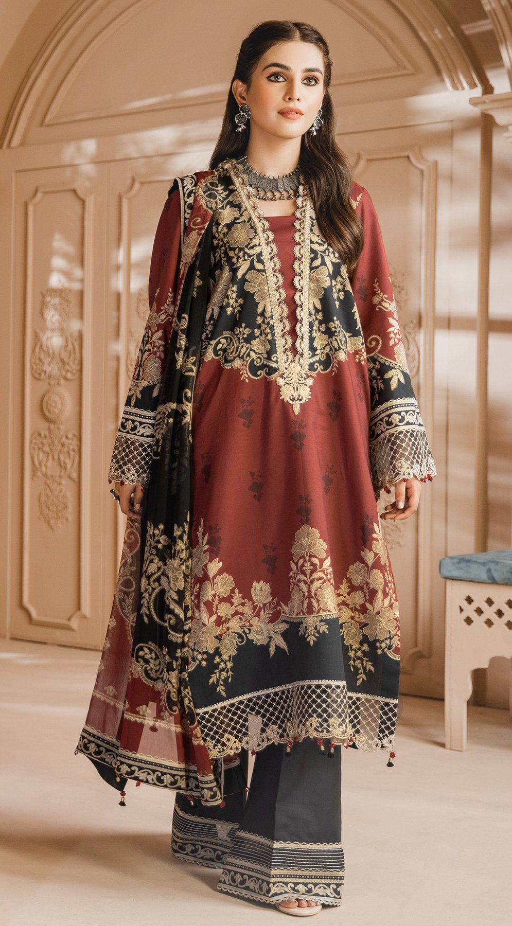 Aliya | Anaya by Kiran Chaudhry | Noor Bano | Unstitched Embroidered Cambric Collection'21