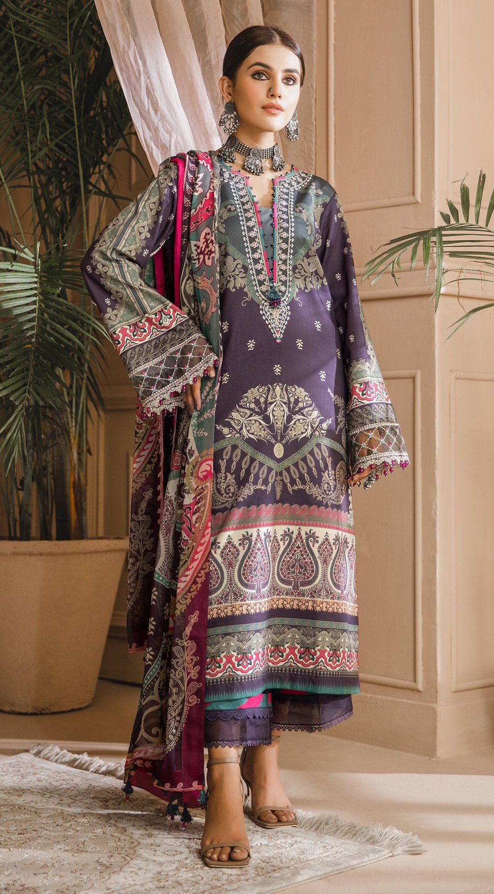 Sahar | Anaya by Kiran Chaudhry | Noor Bano | Unstitched Embroidered Cambric Collection'21
