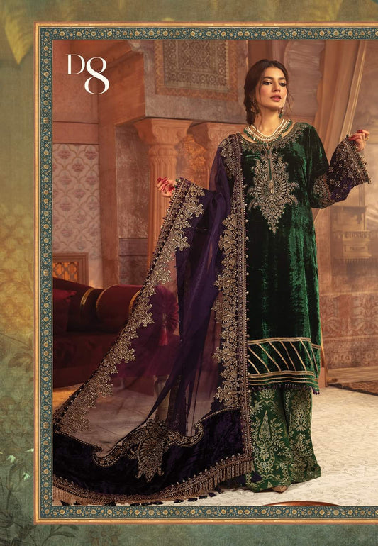 VEL-20-108-Emerald Green | Maria B | Unstitched Velvet Collection 2021