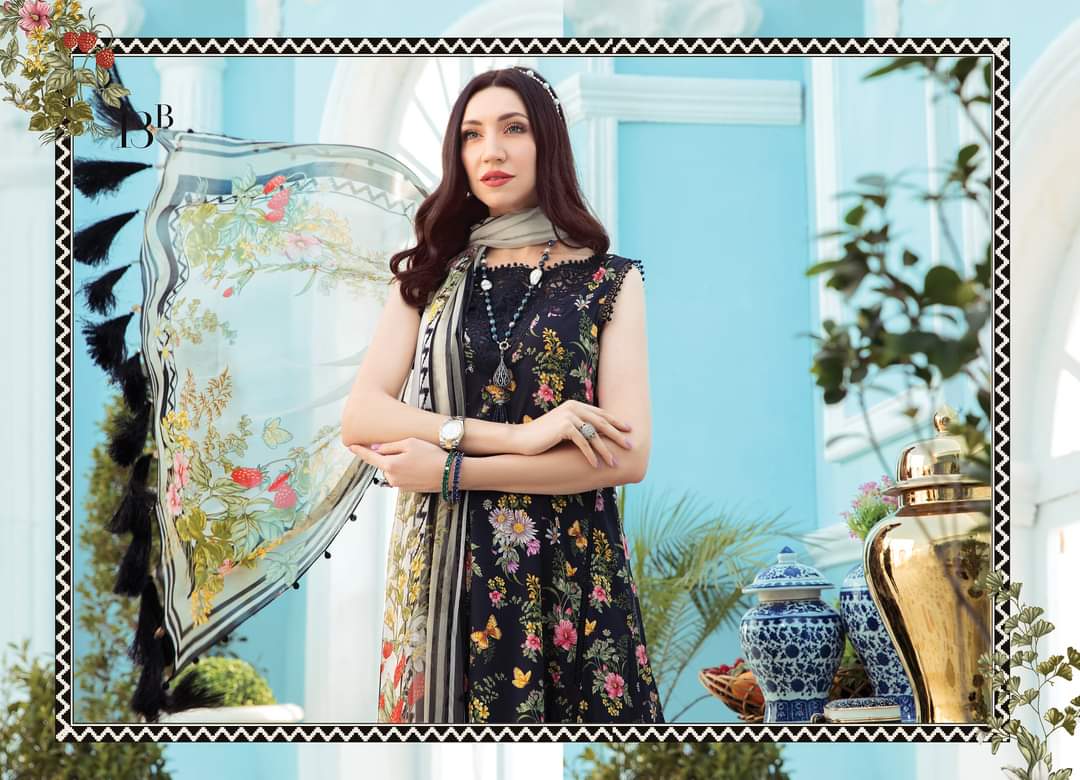 13B | Maria B | Secret Garden | Mprints Summer Lawn Collection 2022