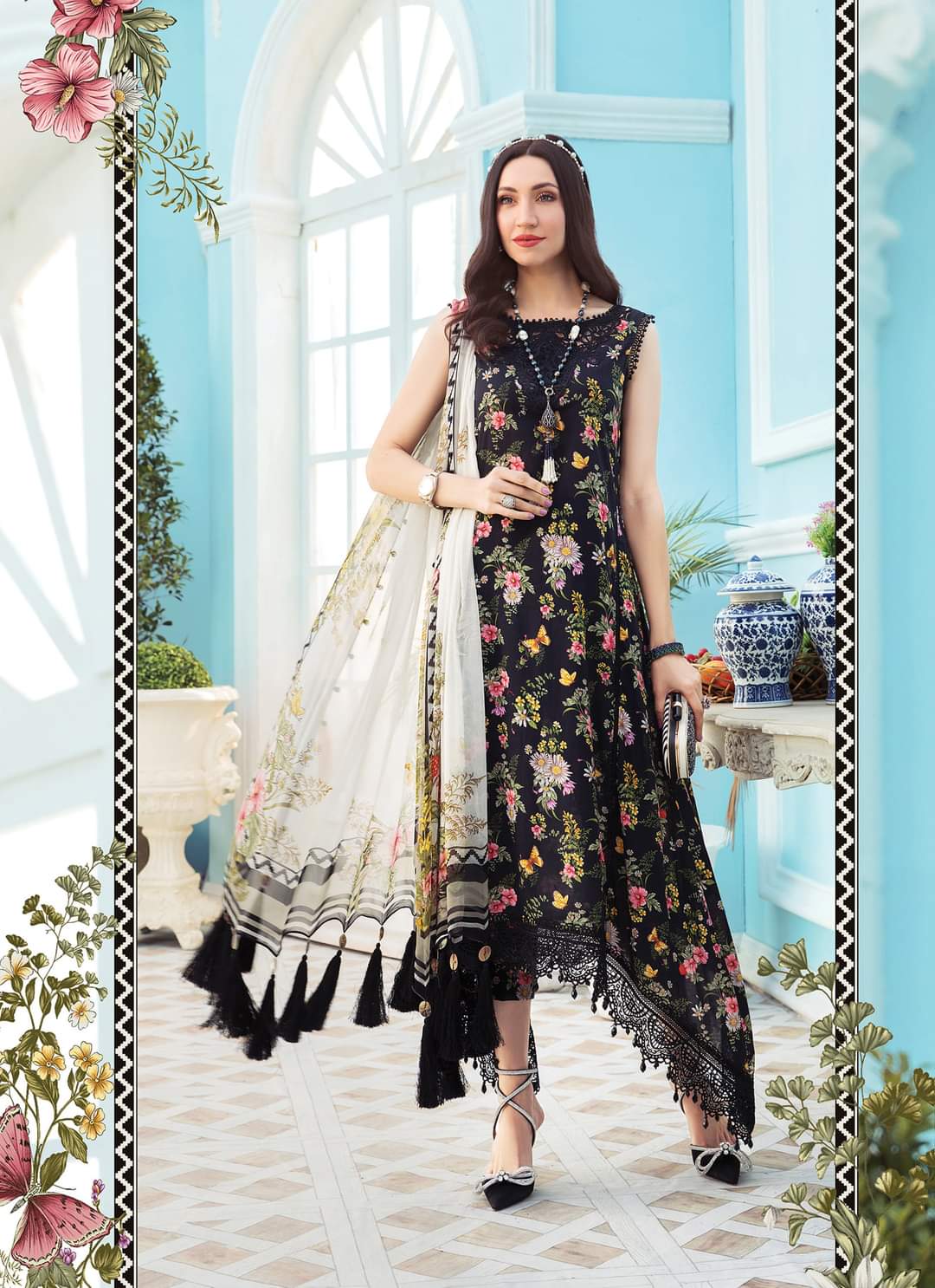 13B | Maria B | Secret Garden | Mprints Summer Lawn Collection 2022