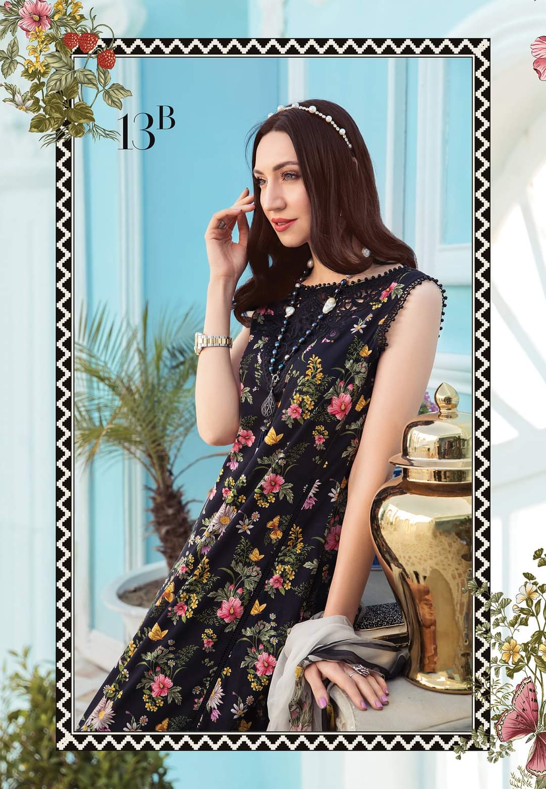 13B | Maria B | Secret Garden | Mprints Summer Lawn Collection 2022