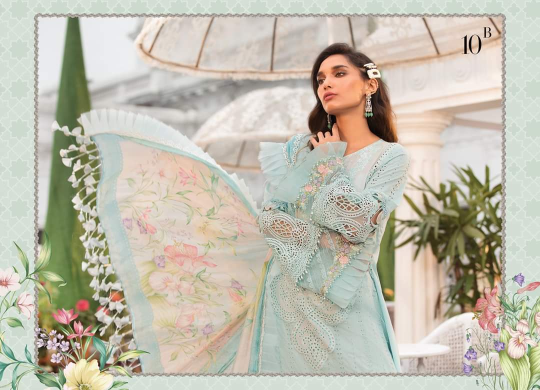 D22-10-B | Maria B | Unstitched Luxury Lawn Collection 2022