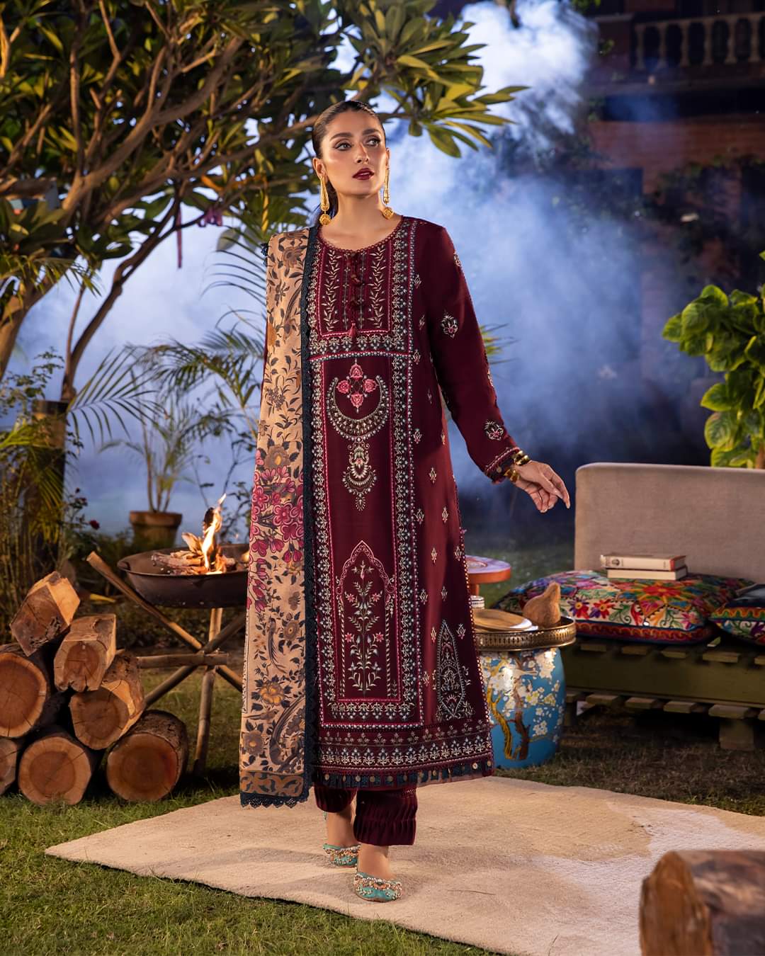 AJW-20 | Asim Jofa | Mawra & Ayeza Edit | Asra Winter Printed Shawl Collection 2022