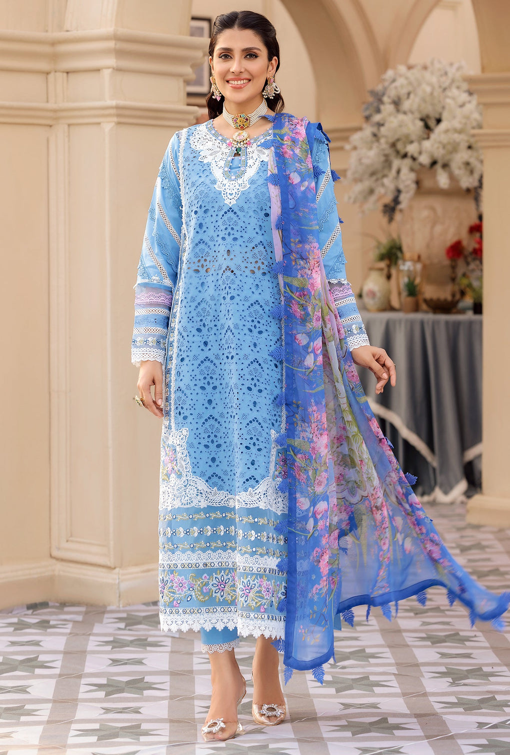 D - 10 - Cerulean  | Noor By Saadia Asad  | Eid Laserkari Collection 2022