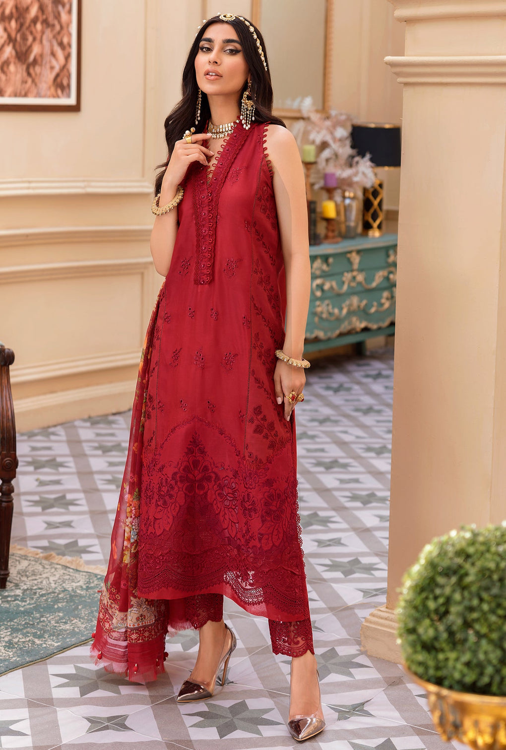 D - 04 - Scarlet | Noor By Saadia Asad  | Eid Laserkari Collection 2022