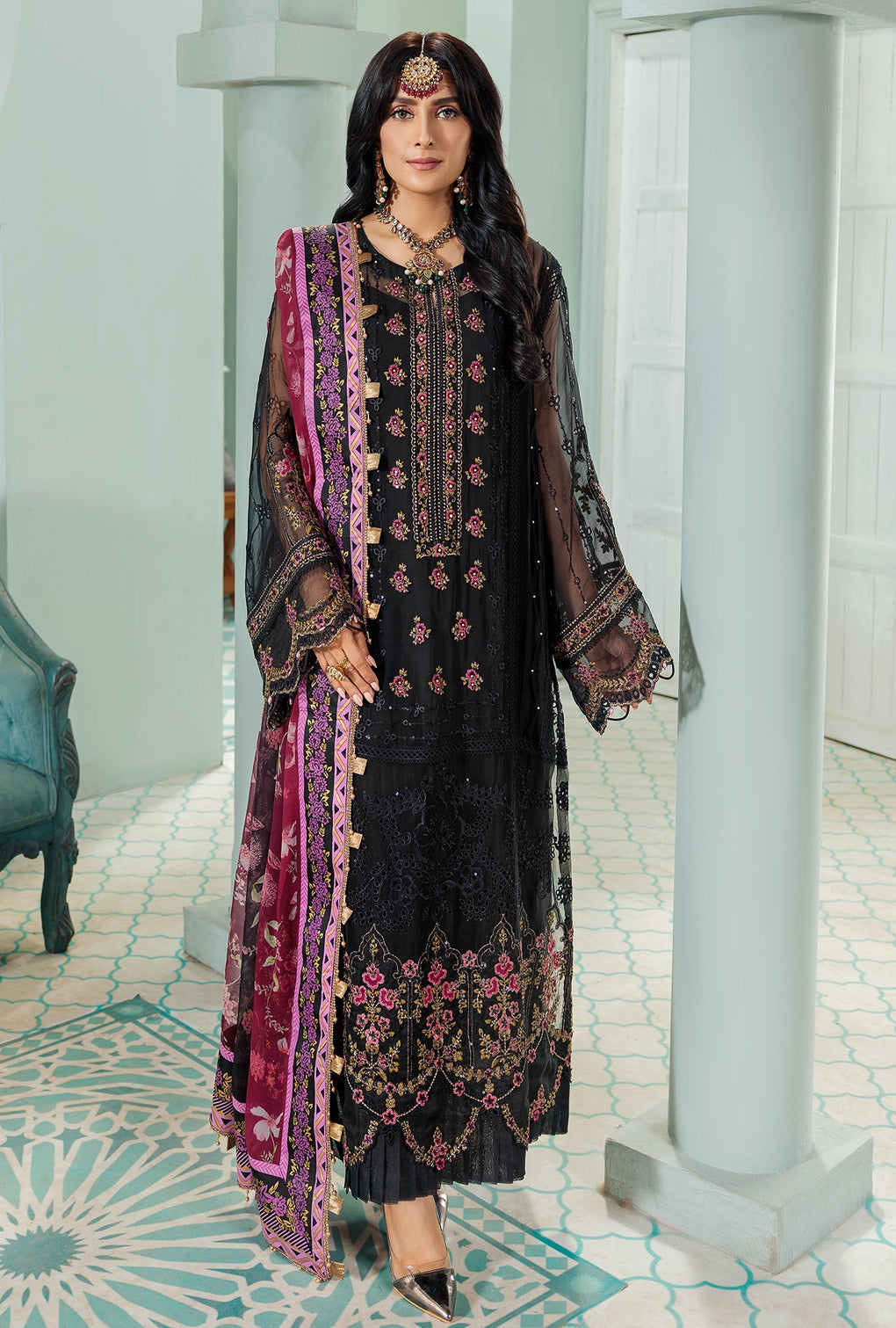 D8 - Noir | Noor | Chiffon Laserkari Collection 2022