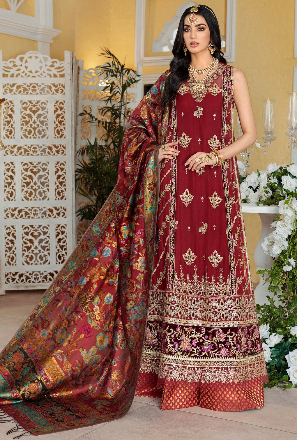 NOOR-KAANI22-D1-CARMINE | Noor | Kaani Collection 2022