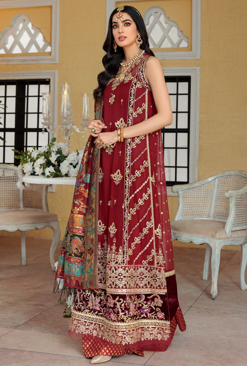 NOOR-KAANI22-D1-CARMINE | Noor | Kaani Collection 2022