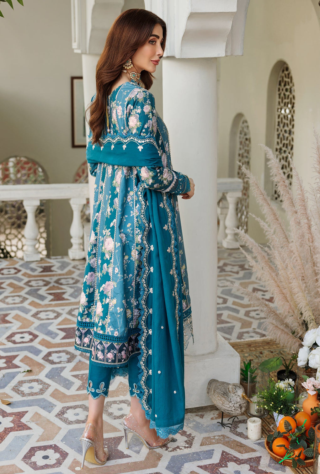 D5 - A - AROMA | Noor | Embroidered Prints Woolen Shawl Collection 2022