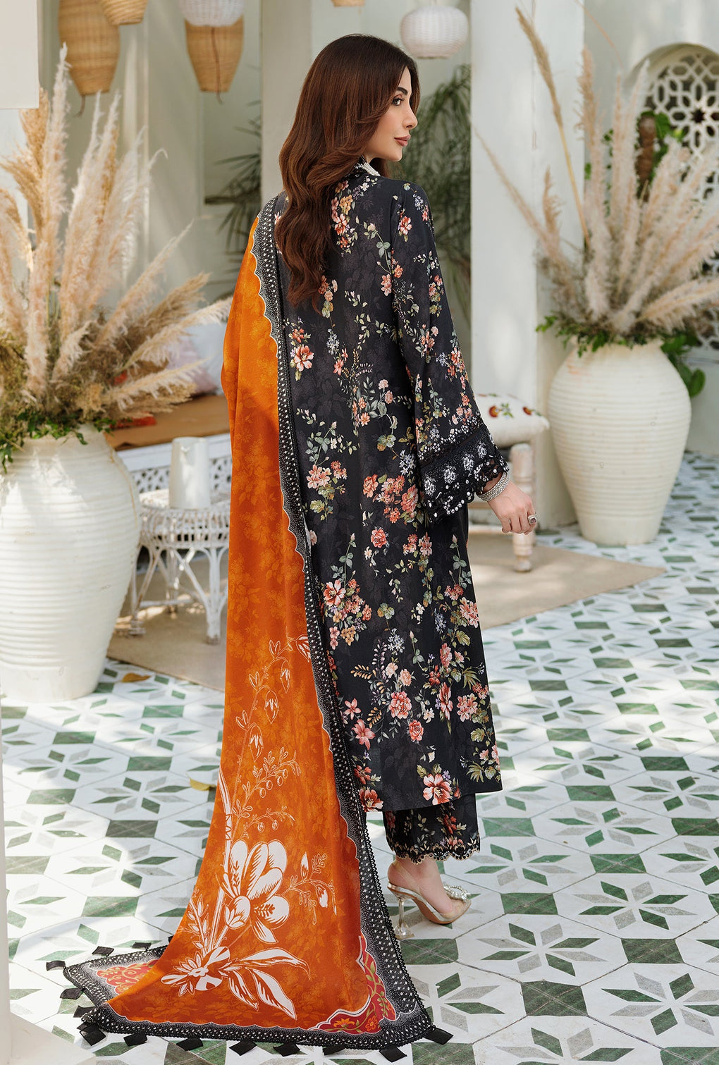 D1 - A - RUSTWOOD | Noor | Embroidered Prints Woolen Shawl Collection 2022