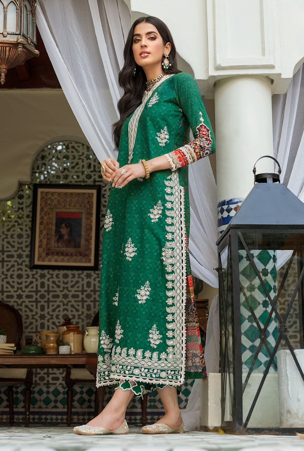 D3 - B - LUNA | Noor | Embroidered Prints Woolen Shawl Collection 2022