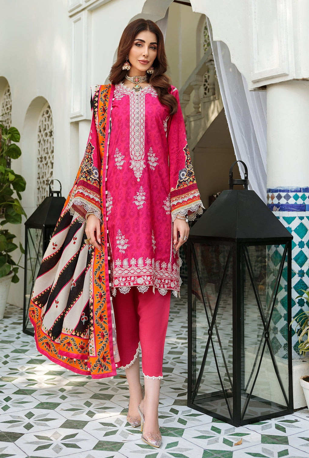 D3 - A - LUNA | Noor | Embroidered Prints Woolen Shawl Collection 2022