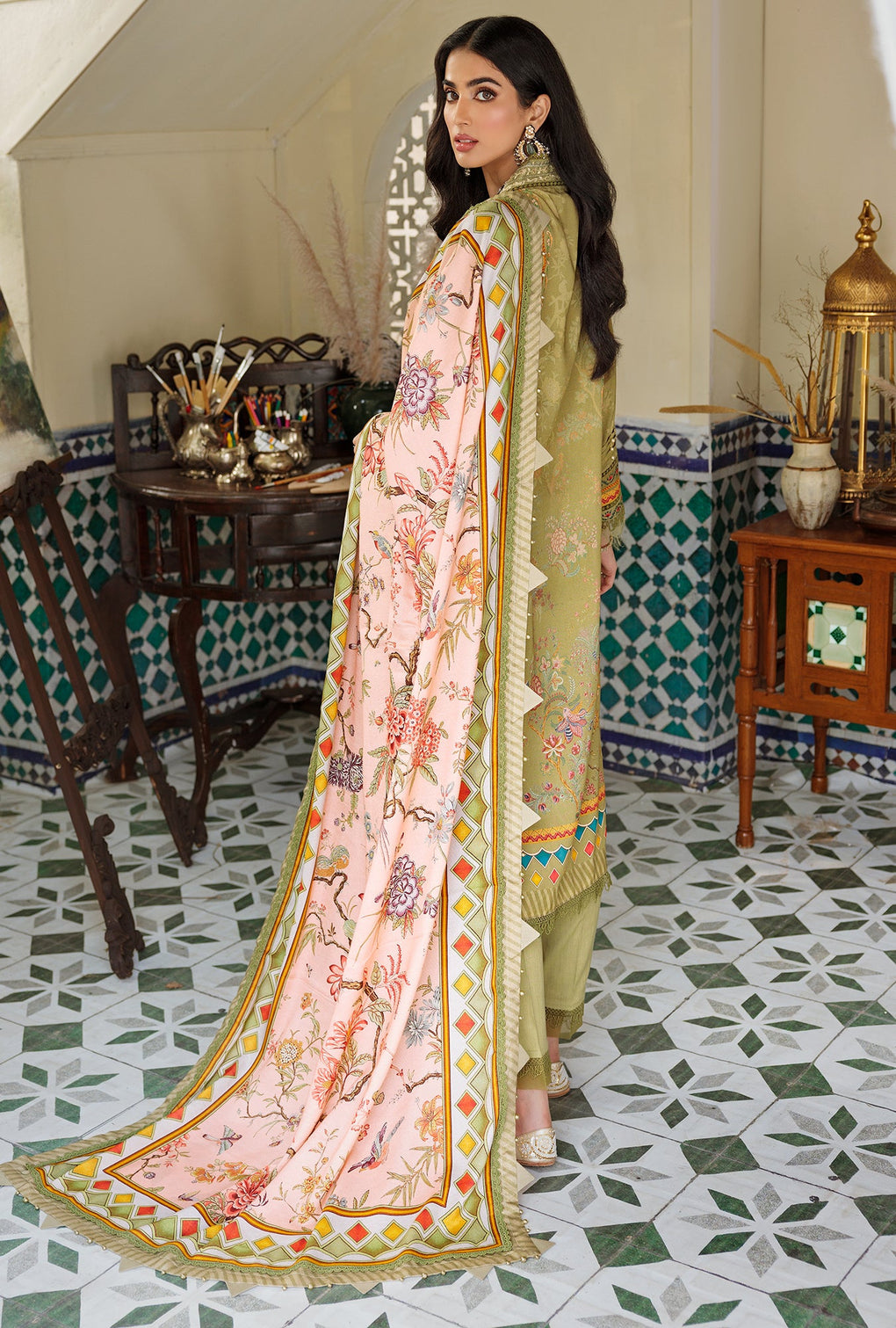 D7 - B - LAUREL | Noor | Embroidered Prints Woolen Shawl Collection 2022