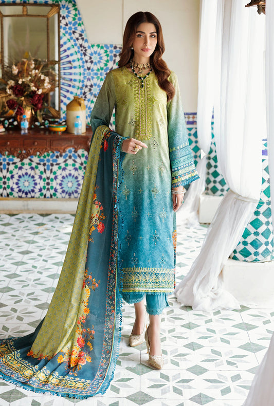 D8 - B - AVERY | Noor | Embroidered Prints Woolen Shawl Collection 2022