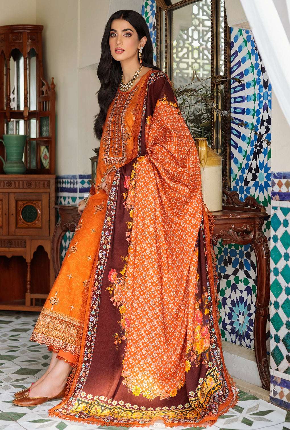 D8 - A - AVERY | Noor | Embroidered Prints Woolen Shawl Collection 2022