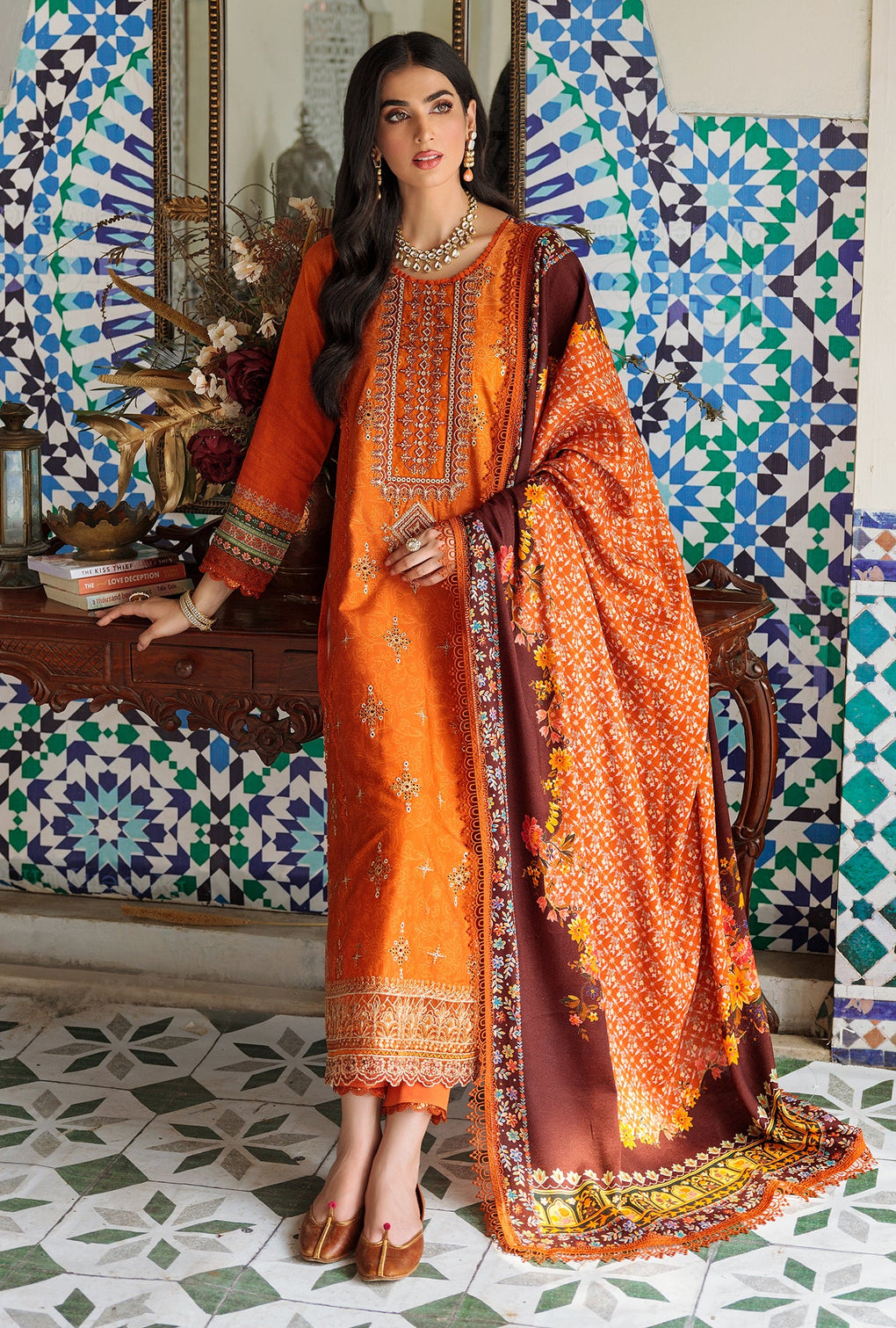 D8 - A - AVERY | Noor | Embroidered Prints Woolen Shawl Collection 2022
