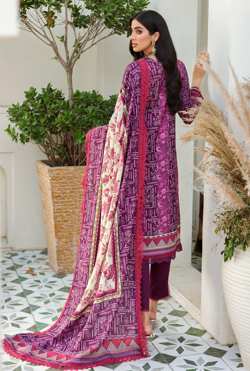 D2 - A - EVELYN | Noor | Embroidered Prints Woolen Shawl Collection 2022