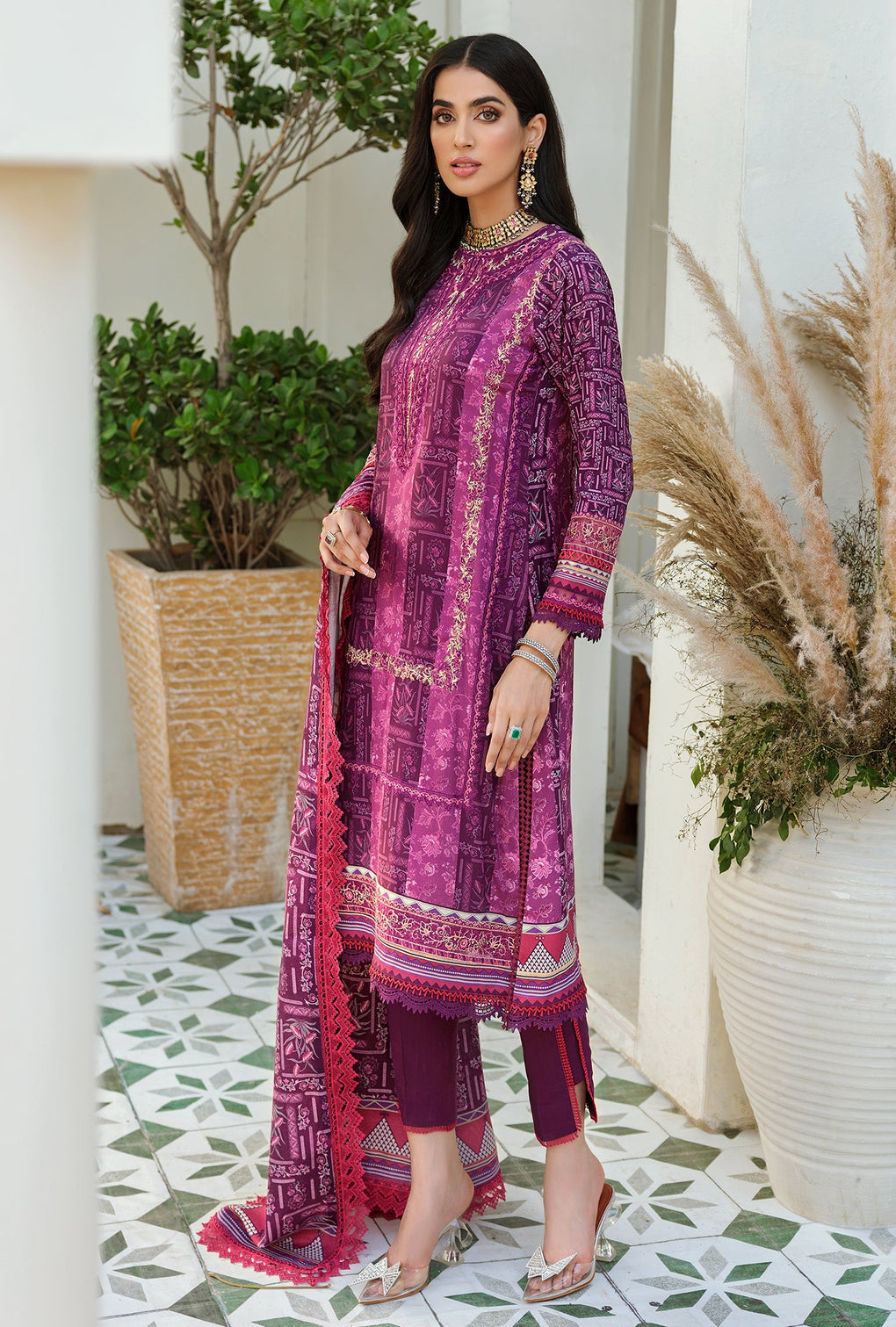 D2 - A - EVELYN | Noor | Embroidered Prints Woolen Shawl Collection 2022