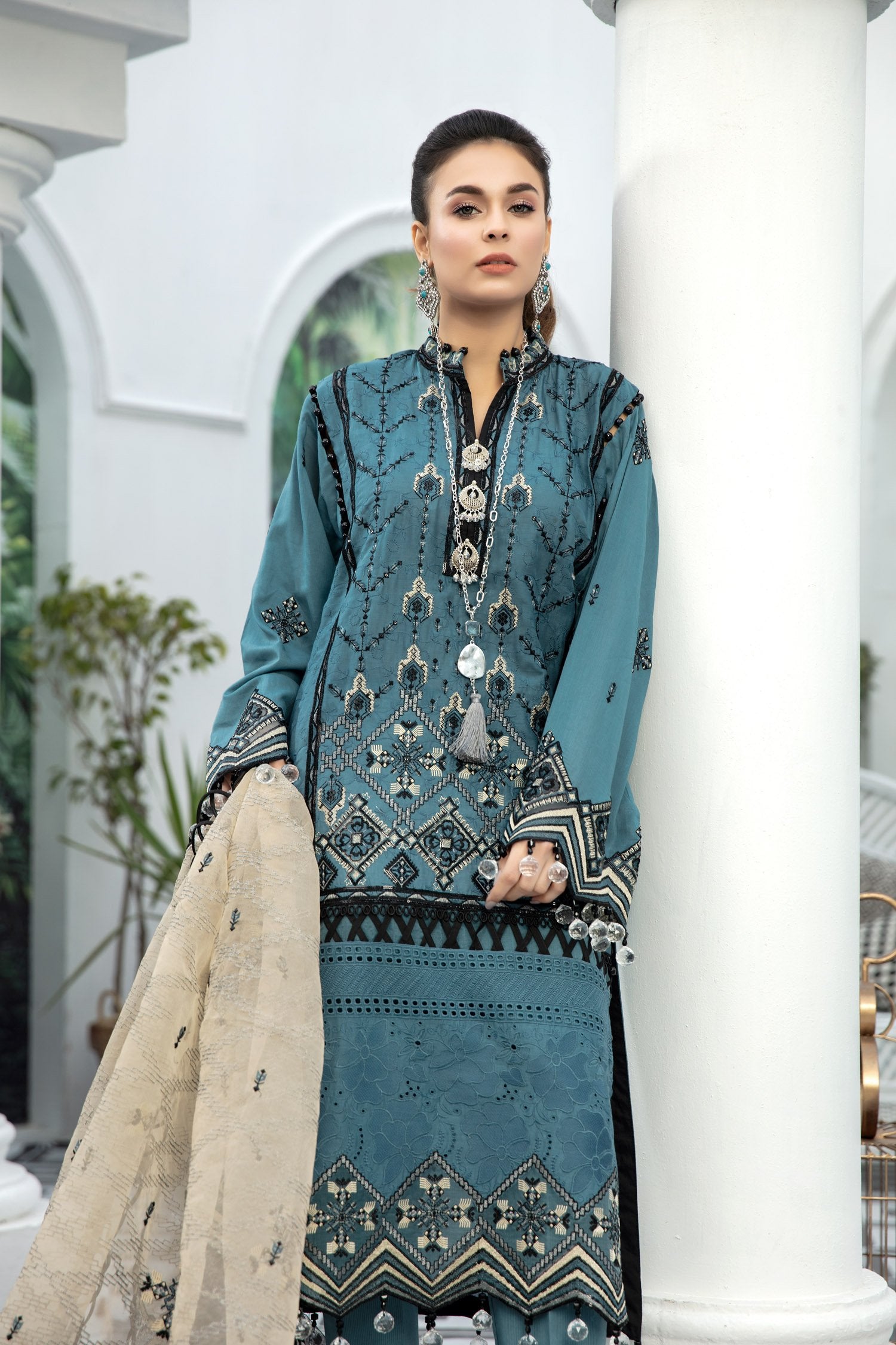 High Rise | Adan's Libas | Digital Printed And Embroidered Schiffli Lawn