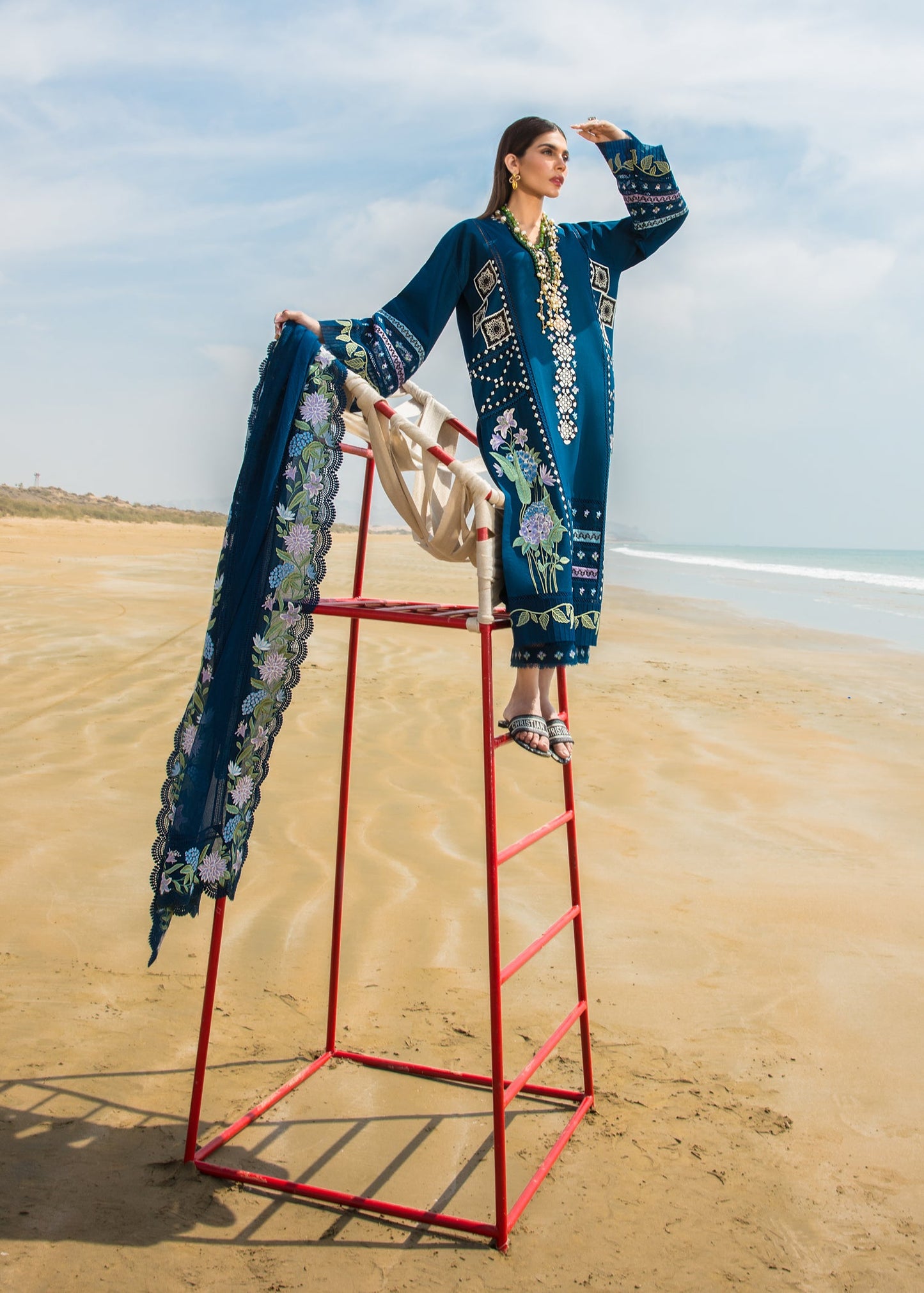 Bohemian Summer - Cobalt | Crimson | Luxury Lawn 2023