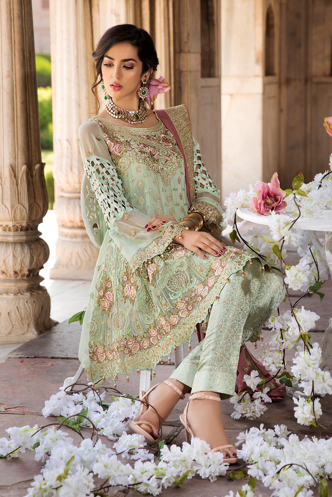 MP 130 Floral Mint - [Maryam's Premium Eid - VOL. 3]