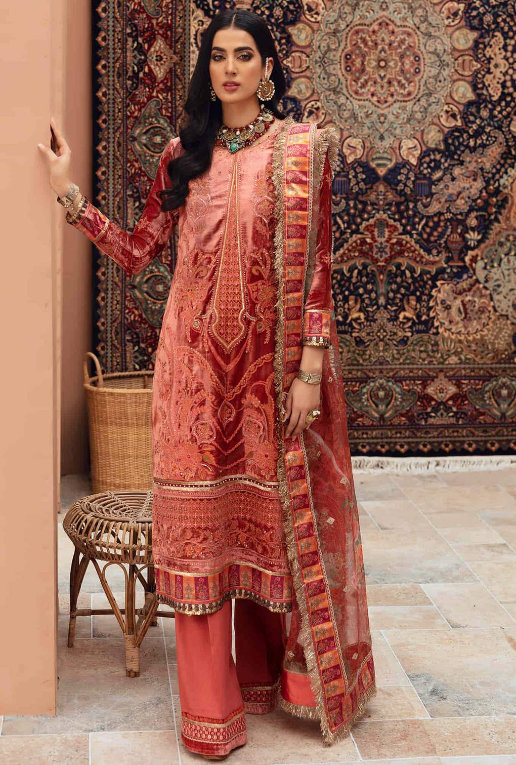 D4 - Amber | Noor | Winter Embroidered Shawl Collection 2021