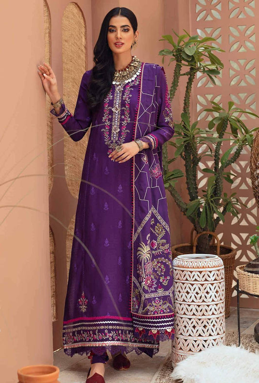 D5 - Royal - Purple | Noor | Winter Embroidered Shawl Collection 2021