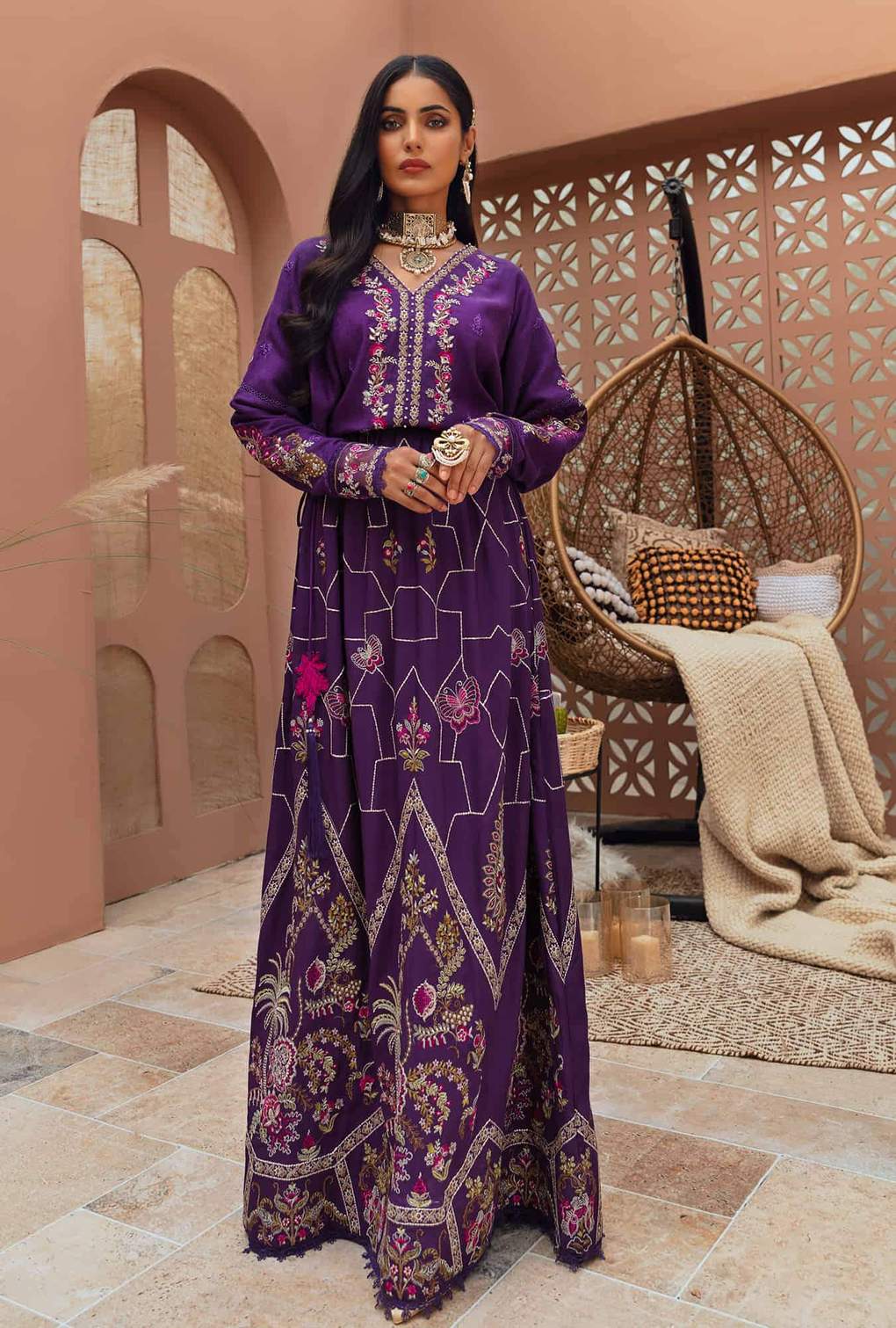 D5 - Royal - Purple | Noor | Winter Embroidered Shawl Collection 2021