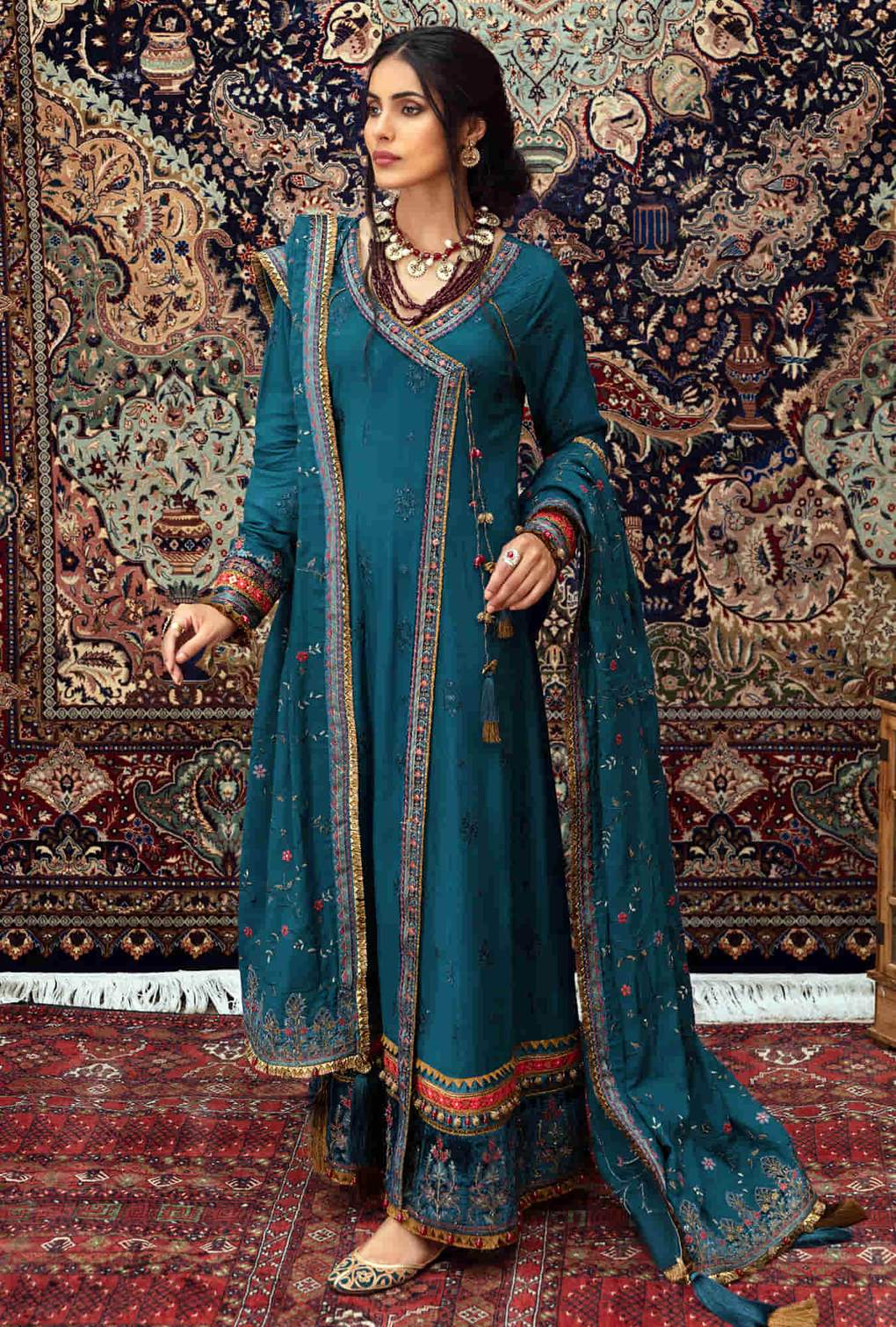 D9 - Teal - Blue | Noor | Winter Embroidered Shawl Collection 2021