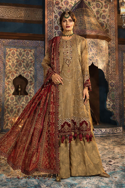 Brunt Gold and Ruby - BD 1806 (Maria B Unstitched Mbroidered - Wedding Edition)