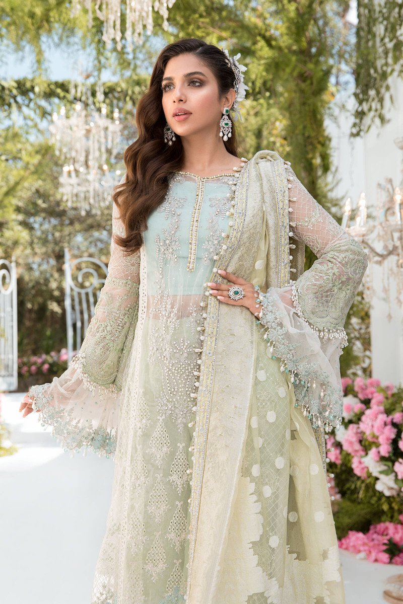 Sky blue, Mint green and Lemon (BD-2102) | Maria B Mbroidered Collection 2021