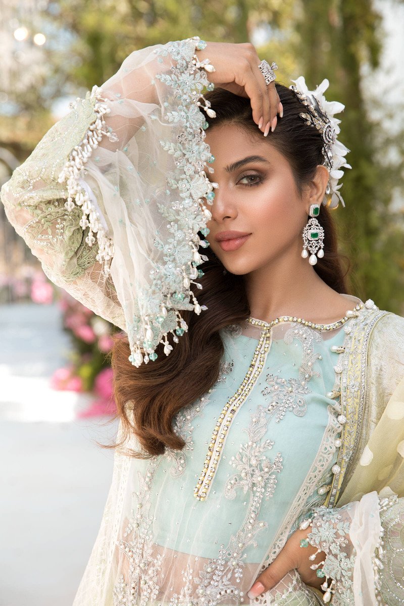 Sky blue, Mint green and Lemon (BD-2102) | Maria B Mbroidered Collection 2021