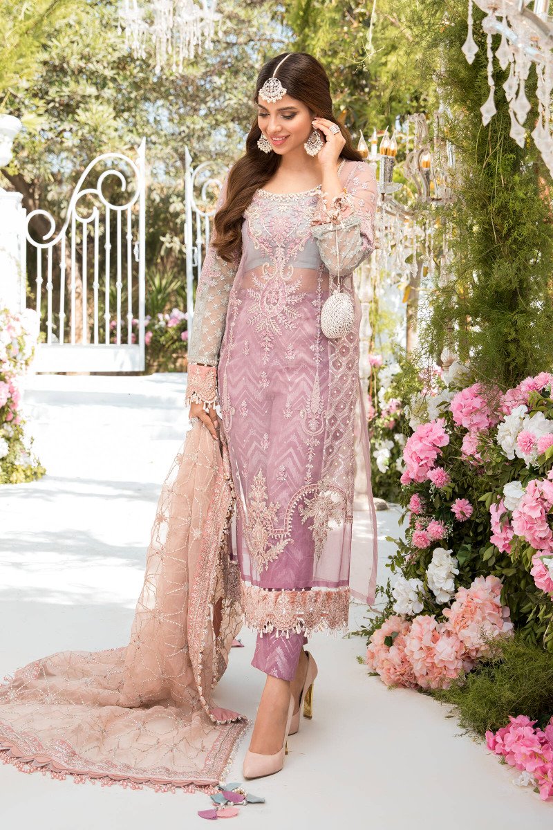 Shades of Lilac Pink and Blue grey (BD-2105) | Maria B Mbroidered Collection 2021
