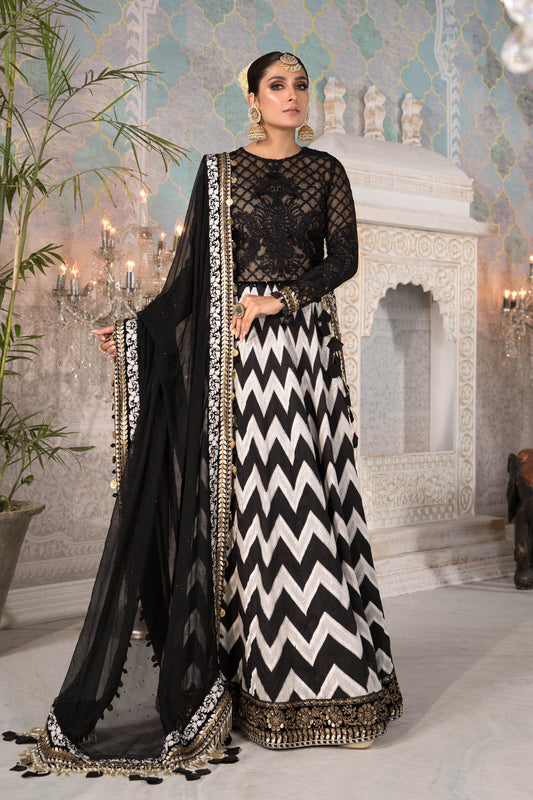 Black and White with Gold (BD-2203 | Maria B | Mbroidered Heritage Festive Collection 2021
