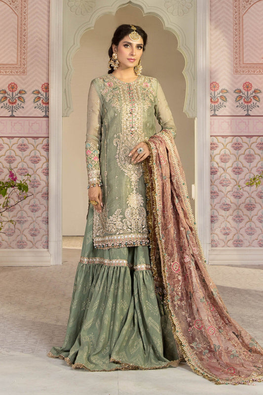 Pistachio Green and Salmon pink (BD-2205) | Maria B | Mbroidered Heritage Festive Collection 2021