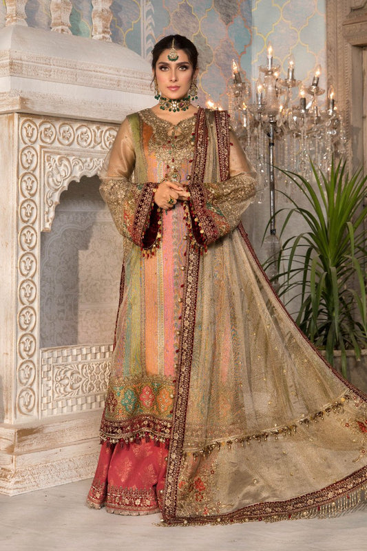 Bronze, Maroon and Carrot pink (BD-2207) | Maria B | Mbroidered Heritage Festive Collection 2021