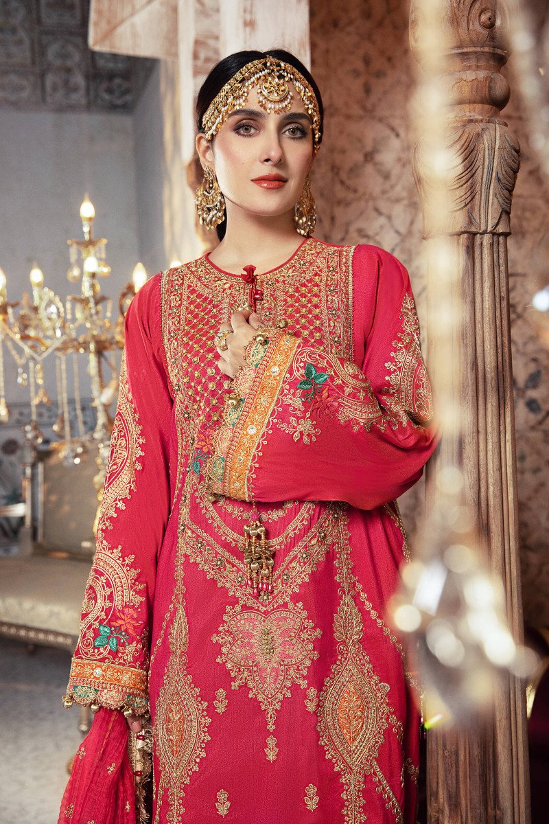 Aqua and Salmon pink (BD-2302) | Maria B | Mbroidered Unstitched Collection 2021