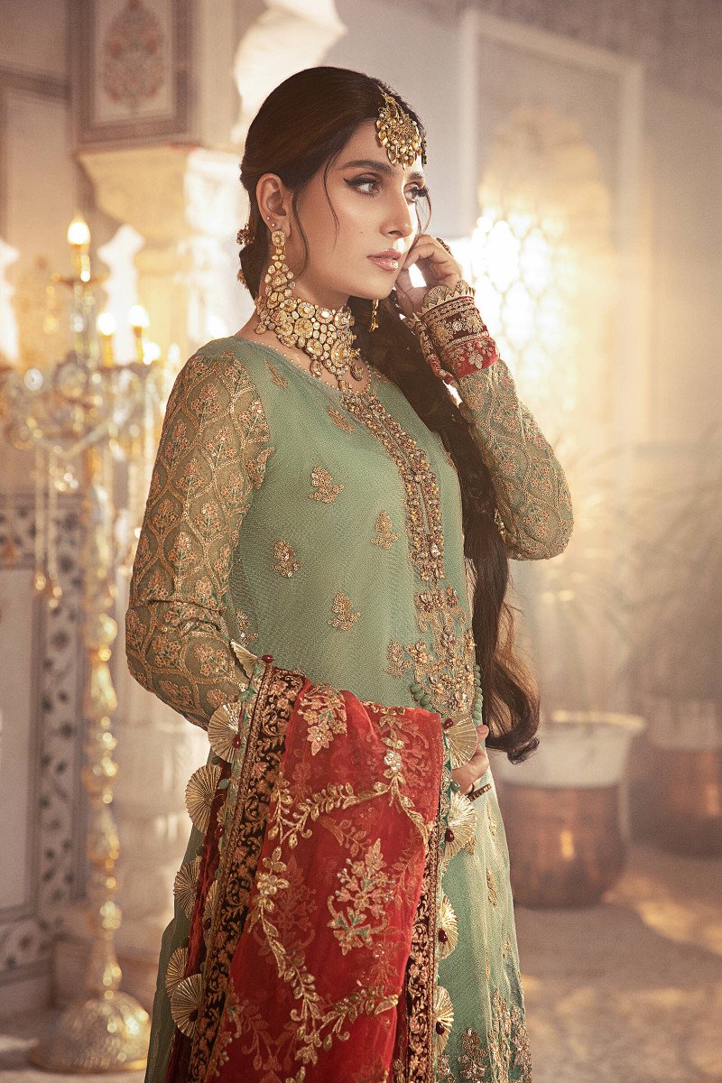 Coral in Sea green (BD-2303) | Maria B | Mbroidered Unstitched Collection 2021