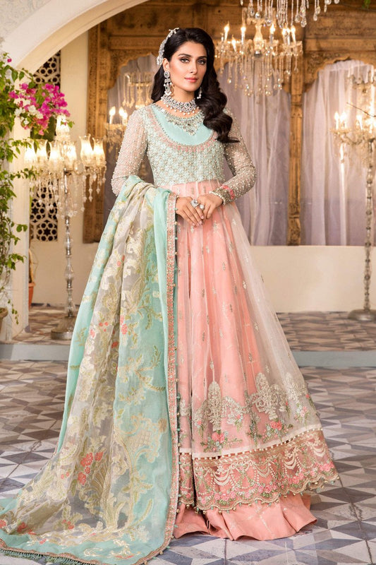 Pearl White, Peach and Aqua (BD-2408)| Maria B Mbroidered | Heritage Luxury Festive Formal 2022