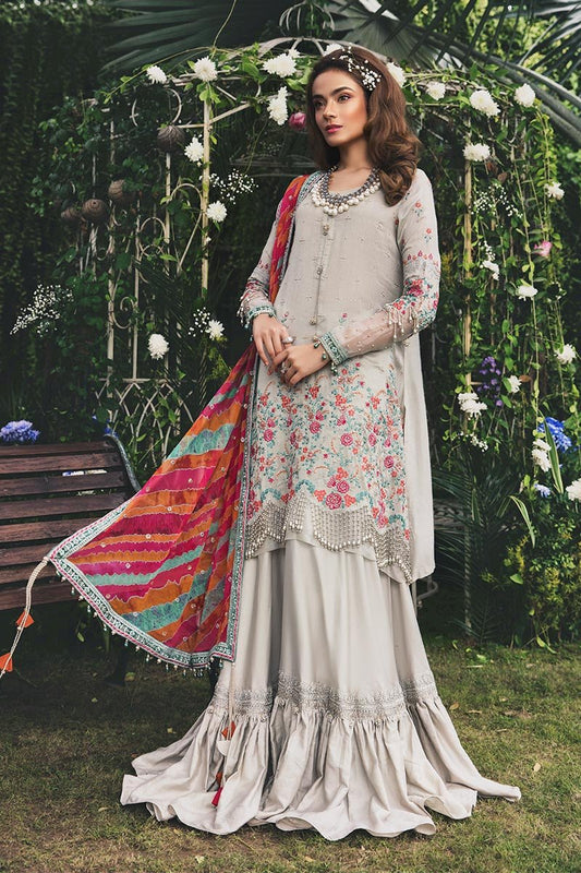 CST-204-Ivory and Lehria | MARIA B | Unstitched Sateen Collection