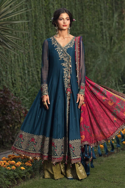 CST-205-Teal and Hot Pink | MARIA B | Unstitched Sateen Collection