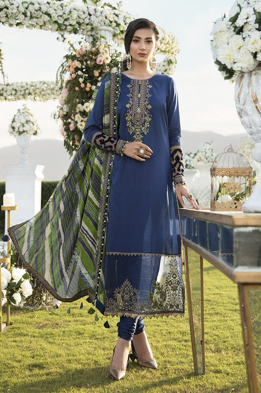CST-301-Blue | Maria B. | Sateen | Unstitched | Fall Collection'20