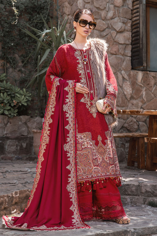 DL-1008-MAROON | Maria B | Linen Winter Unstitched Collection 2022